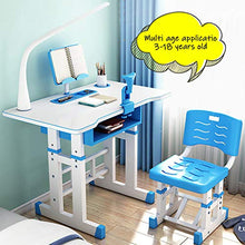 Load image into Gallery viewer, Kids Desk and Chair Set, Height Adjustable Kids Table and Chair Set, Home School Use Anti-Reflective Children Study Table with LED Light/Reading Board/Pull-Out Drawer (70 x 50cm, Not tiltable Pink)
