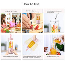 Load image into Gallery viewer, Portable Blender - Personal Size Juicer Cup Fruit Shakes Smoothie Mixer with 2600mAh Rechargeable Battery, Six Blades for Home,Travel,Sports,Gym (Pink)
