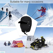 Load image into Gallery viewer, 3 in 1 Thermal Fur Lined Trapper Hat with Ear Flap for Men, Full Face Neck Warmer All-Around Windproof Warm Insulated Winter Baseball Cap Cycling Snow Ski Snowboard Bomber Hat,Black
