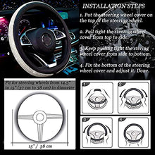 Load image into Gallery viewer, New Diamond Leather Steering Wheel Cover with Bling Bling Crystal Rhinestones, Universal Fit 15 Inch Car Wheel Protector for Women Girls,Black
