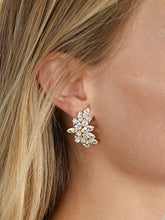 Load image into Gallery viewer, Mariell Shimmery Marquis Cluster Cubic Zirconia Bridal or Special Occasion Earrings - 14K Gold Plated

