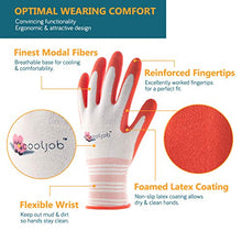 Load image into Gallery viewer, COOLJOB Gardening Gloves for Women and Ladies, 6 Pairs Breathable Rubber Coated Yard Garden Gloves, Outdoor Protective Work Gloves with Grip, Medium Size Fits Most, Red &amp; Green
