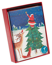Load image into Gallery viewer, Papyrus Christmas Cards Boxed, Santa Reaching for a Holiday Star (14-Count)
