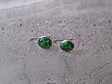 Load image into Gallery viewer, Raw Chrome Diopside Emerald Alternative Stainless Steel Modern Drop Earrings
