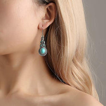 Load image into Gallery viewer, Vitaltyextracts Water Drop Shaped Bohemian National Style Turquoise Alloy Necklace and Earrings Set (Silver)
