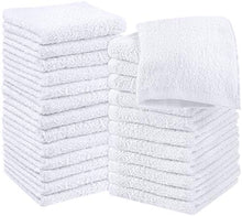 Load image into Gallery viewer, Utopia Towels Cotton White Washcloths Set - Pack of 24 - 100% Ring Spun Cotton, Premium Quality Flannel Face Cloths, Highly Absorbent and Soft Feel Fingertip Towels
