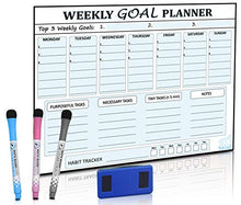 Load image into Gallery viewer, Magnetic Goal Board and Weekly Dry-Erase Calendar for Fridge - Daily Habit Tracker, Planner &amp; Productivity Enhancer - Stain Resistant - Plus Free E-Book -WhiteBoard Organizer

