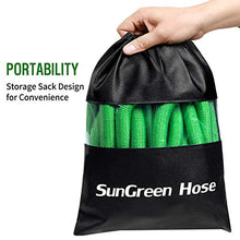 Load image into Gallery viewer, SunGreen 50ft Garden Hose, All New 2019 Expandable Water Hose with 3/4" Solid Brass Fittings, Extra Strength Fabric - Flexible Expanding Hose with Free Storage Bag
