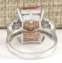 Load image into Gallery viewer, Zhiwen Chic Women Jewelry 925 Silver Natural Morganite &amp; White Sapphire Wedding Ring Size 6-10 (US Code 7)
