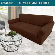 Load image into Gallery viewer, Granbest High Stretch Couch Cover 1-Piece Stylish Sofa Covers for 3 Cushion Couch Jacquard Sofa Slipcover Living Room Furniture Protector for Dogs Pets (Large, Chocolate)
