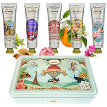 Load image into Gallery viewer, Hand Care Gift Set : 5 Hand Cream For Women In a Lovely Tin Box, 5 Perfume: Verbena, Rose, Cherry Blossom, Lily of the Valley, Almond/Travel Size Hand Lotion/Dry Hands/Mini Hand Lotion/Hand Repair
