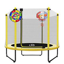 Load image into Gallery viewer, LANGXUN 60" Trampoline for Kids - 5ft Outdoor &amp; Indoor Mini Toddler Trampoline with Net, Basketball Hoop, Birthday Gifts for Kids, Gifts for Boys &amp; Girls, Baby Toddler Trampoline Toys, Age 1-7
