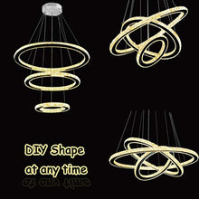 Load image into Gallery viewer, Antilisha Modern Crystal Chandelier Lighting Ceiling Dining Living Room Chandeliers Contemporary Led Light Fixtures Long Round 3-Ring Foyer Girls Bedroom Pendant Lights Warm White
