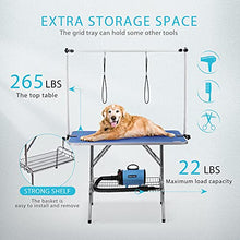 Load image into Gallery viewer, DEStar 45 x 24 Inch Collapsible Pet Grooming Table with Adjustable Height Arm, Noose and Mesh Tray for Large Dogs up to 265 Lbs
