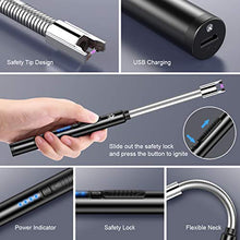 Load image into Gallery viewer, WestRiver Candle Lighter, USB Rechargeable Electric Arc Lighter with Safety Lock &amp; Power Indicator, Portable Flameless Windproof Plasma Lighters with Long Flexible Neck &amp; Aluminum Case (Elegant Black)
