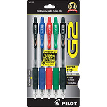 Load image into Gallery viewer, PILOT G2 Premium Refillable &amp; Retractable Rolling Ball Gel Pens, Extra Fine Point, Assorted Color Inks, 5-Pack (31300)
