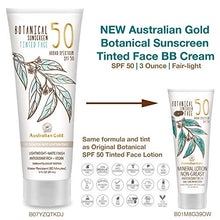Load image into Gallery viewer, Australian Gold Botanical Sunscreen Tinted Face BB Cream SPF 50, 3 Ounce | Fair-Light | Broad Spectrum | Water Resistant | Vegan | Antioxidant Rich
