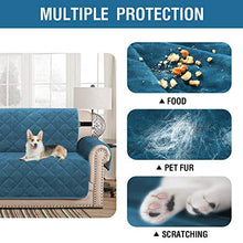 Load image into Gallery viewer, H.VERSAILTEX Sofa Cover Quilted Thick Velvet Plush Couch Cover for 3 Cushion Sofa Slipcover Protector from Pets Dogs, Non-Slip Two Elastic Straps on Back and Base (Sofa 70", Peacock Blue)
