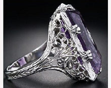 Load image into Gallery viewer, Metmejiao Vintage Women 925 Silver Ring Purple Gemstone Party Wedding Engagement Jewelry Cocktail Party Bridal Engagement Hollow Engraving Band (9)
