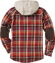 Load image into Gallery viewer, Legendary Whitetails Men's Camp Night Berber Lined Hooded Flannel Shirt Jacket, Cardinal Arrowood Plaid, 3X-Large
