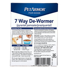 Load image into Gallery viewer, PetArmor 7 Way De-Wormer (Pyrantel Pamoate and Praziquantel) for Dogs, Includes Chewable Flavored Dog De-Wormer Tablets for Small dogs and puppies 6.0 to 25 pounds.
