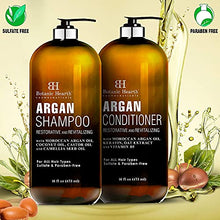 Load image into Gallery viewer, Botanic Hearth Argan Oil Shampoo &amp; Conditioner Set (16 oz each) and Keratin Hair Serum (8 oz) Bundle
