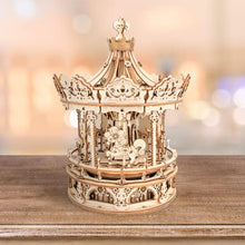 Load image into Gallery viewer, ROKR 3D Wooden Puzzles for Adults Mechanical Music Box Romantic Carousel, DIY Music Box Model Building Kits for Teens, DIY Crafts/Hobbies/Gifts Desk Decor for Girls Ages 14+ (Romantic Carousel)
