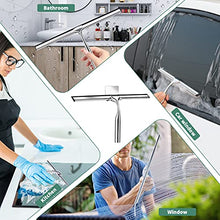 Load image into Gallery viewer, Shower Squeegee for Shower Glass Door, All-Purpose Stainless Steel Shower Squeegee with Hook for Bathroom, Mirrors, Tiles and Car Windows (Silver, 14-Inch)
