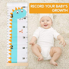 Load image into Gallery viewer, Outivity Growth Chart for Kids, Height Chart for Kids/Boys/Girls/Baby, Canvas &amp; Wooden, Removable Growth Height Chart, Wall Room Decor - Dinosaur
