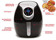 Load image into Gallery viewer, Power Air Fryer XL 3.4 QT Black - Turbo Cyclonic Airfryer With Rapid Air Technology For Less or No Oil. Include Recipes Book
