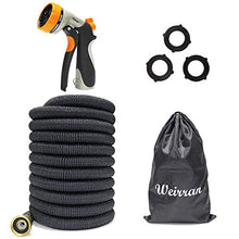 Load image into Gallery viewer, 50ft Expandable Garden hose with 8 pattern hose nozzle - 3/4’’ Solid Brass Fittings with Protective Washer No leak &amp; Rust - Portable Storage Bag Easy Carry and Use
