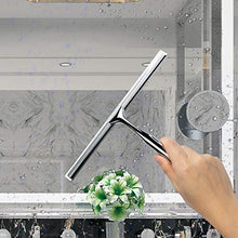 Load image into Gallery viewer, Ettori Shower Squeegee Clear Glass Wall Cleaner Stainless Steel with Suction Storage Hook -10'', Chrome
