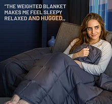Load image into Gallery viewer, COMFOLAX Weighted Blanket + Removable Soft Minky Duvet Cover (Grey Blanket + Navy Blue Minky Cover, 48"x72" | 15 lbs)
