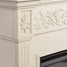 Load image into Gallery viewer, SEI Furniture Calvert Electric Carved Floral Trim Fireplace, Ivory
