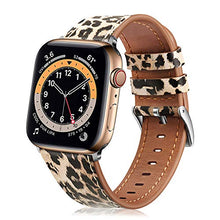 Load image into Gallery viewer, Fintie Bands Compatible with Apple Watch 45mm 44mm 42mm Series 7 6 5 4 3 2 1 and iWatch SE, Genuine Leather Band Replacement Accessories Strap Wristband, Classic Leopard
