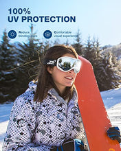 Load image into Gallery viewer, ZIONOR Lagopus Ski Snowboard Goggles UV Protection Anti fog Snow Goggles for Men Women Adult Youth VLT 8.6% White Frame Silver Lens
