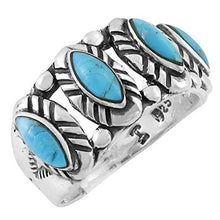 Load image into Gallery viewer, Turquoise Ring Sterling Silver 925 Genuine Gemstones Size 6 to 11 (Turquoise) (11)
