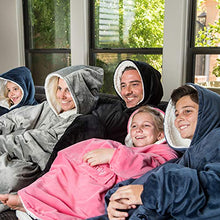 Load image into Gallery viewer, THE COMFY Original | Oversized Microfiber &amp; Sherpa Wearable Blanket, Seen On Shark Tank, One Size Fits All Black
