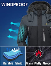 Load image into Gallery viewer, GEMYSE Men's Mountain Waterproof Ski Snow Jacket Winter Windproof Rain Jacket (Black,X-Large)
