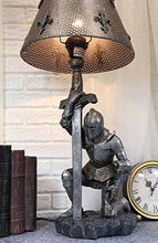 Load image into Gallery viewer, Ebros Gift The Accolade Medieval Kneeling Knight of Chivalry Suit of Armor Knighthood Ceremony Side Table Lamp Statue 22" Tall Renaissance Crusaders Decor Figurine Kings and Knights (2)
