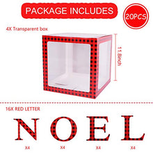 Load image into Gallery viewer, Christmas Decorations Red Black Plaid Noel Box,Large Transparent Noel Blocks Decorations for Fireplace Christmas Tree Decorations Home Decor Holiday Party Decorations
