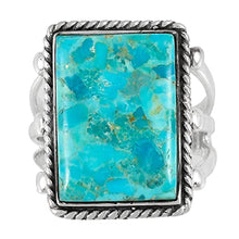 Load image into Gallery viewer, Turquoise Ring Sterling Silver 925 Genuine Gemstones Size 6 to 11 (Turquoise) (8)
