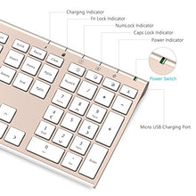 Load image into Gallery viewer, Wireless Keyboard Mouse, Jelly Comb 2.4GHz Ultra Slim Full Size Rechargeable Wireless Keyboard and Mouse Combo for Windows, Laptop, Notebook, PC, Desktop, Computer (White and Gold)
