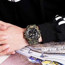 Load image into Gallery viewer, MJSCPHBJK Men's Analog Sports Watch Military Watch Outdoor LED Stopwatch Digital Electronic Watches Large Dual Display Waterproof Tactical Army Watches for Men
