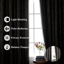 Load image into Gallery viewer, PANOVOUS Blackout Curtains for Bedroom 84 Inches Long Thermal Insulated Wave Line Black Curtains Drapes for Sliding Glass Door Room Darkening Light Heat Blocking Curtains 52W x 84L Inch 2 Panels Black
