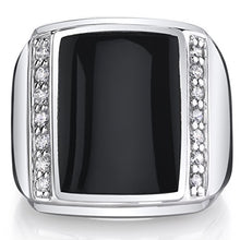 Load image into Gallery viewer, Mens Black Onyx Aston 925 Sterling Silver CZ Ring Size 12
