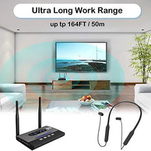 Load image into Gallery viewer, Friencity Wireless Headphones Earbuds for TV Watching with Bluetooth Transmitter 164ft Range, Neckband TV Headset Hearing Set for Seniors, Digital Optical RCA, 3.5mm Aux, Plug n Play, No Audio Delay
