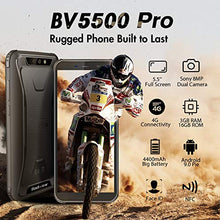 Load image into Gallery viewer, Rugged Unlocked Cell Phones, Blackview BV5500 Pro 4G Smartphones IP68 Waterproof Drop Proof, 5.5” 3GB+16GB Dual SIM [Quad Core] Android 9.0 4400mAh Battery and Face ID Mobile Phones, Black
