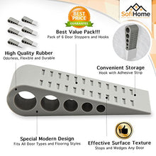 Load image into Gallery viewer, Door Stopper 6 Pack [1.3" high] - Bonus Holders - SofiHome Premium Heavy Duty Door Stop Rubber Wedge with Decorative Holder - Ideal for Large &amp; Small Door Gaps - The Improved (6, Gray)
