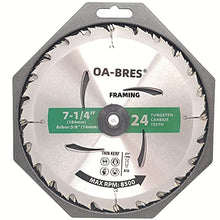 Load image into Gallery viewer, 3Pack Combo 7-1/4 Inch Circular Saw Blades with 5/8" Arbor, TCT ATB 24T Framing, 40T Crosscutting, 60T Finish Saw Blade for Various Wood Cutting
